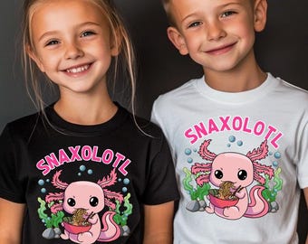 Axolotl Ramen Shirt, Snaxolotl, Pho Ramen Shirt, Axolotl Shirt Kids, Girls Axolotl T-Shirt, Ramen Shirt, Axolotl Gifts, Boys Axolotl Shirts