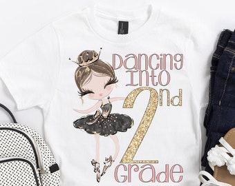 2nd Grade Shirt Girl Ballerina Dancing Last Day of School Shirt,1st Day of School Dance Ballet Outfit Second Grade 2 Latina