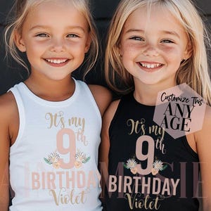 Glitter Boho Birthday Girl Tank Top, Birthday Tank Top, Birthday Girl Shirt, Girl Birthday Party, Custom Birthday 4 5 6 7 8 9 10 11 12 13