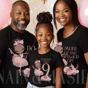 Black Ballerina Birthday Matching Family Shirt, Ballet Mom, Ballet Dad, Ballet Grandma, Ballet Shirts,Ballerina Birthday,Dance Dancer Custom