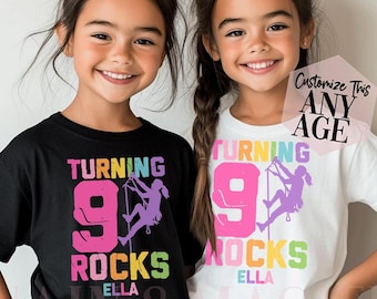 AANGEPASTE rotsklimmen verjaardagsshirt, meisjes rotsklimmen shirt, rotsklimmen cadeaus haar, rotsklimpartij, rotsklimmer regenboog