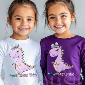 CUSTOM Girl Dinosaur Long Sleeve Shirt, Custom Saurus, Girl Dinosaur Shirt, Toddler Girl Dinosaur,Girl Dinosaur Gift, Girl Dinosaur Birthday