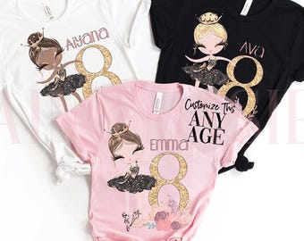 CUSTOM Ballet Birthday Girl Shirt, Ballerina Birthday Shirt, Ballet Party, Dancer Gifts,Dance Birthday, Ballet Dancer Toddler 4 5 6 7 8 9 10