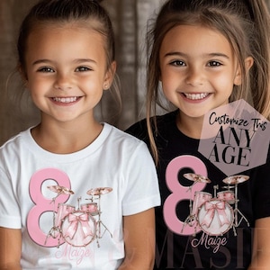 Camiseta de baterista para niña, camiseta de cumpleaños de batería, regalos para bateristas, camiseta de batería, camiseta de batería rosa con lazo coqueto, camisetas de bandas, regalos de batería, chicas bateristas rosas