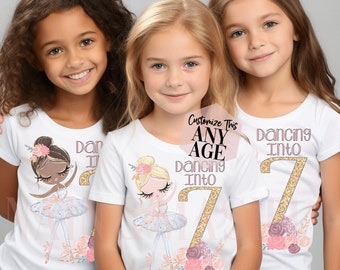 Ballet Birthday Shirt Girls, Ballet Shirt,Ballerina Birthday, Ballet Dancer Gift,Ballet Daughter, Custom Birthday Dancing 3 4 5 6 7 8 9 10