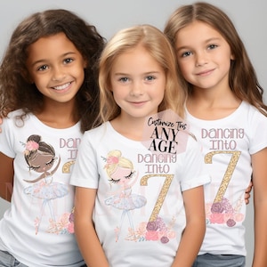 Ballet Birthday Shirt Girls, Ballet Shirt,Ballerina Birthday, Ballet Dancer Gift,Ballet Daughter, Custom Birthday Dancing 3 4 5 6 7 8 9 10