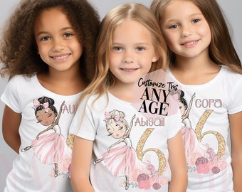 CUSTOM Ballerina Birthday Shirt Girls, Ballet T-Shirts,Ballet Birthday,Ballet Outfit, Ballet Dancer Gift, Ballet Clothing, Dance Birthday