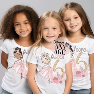 CUSTOM Ballerina Birthday Shirt Girls, Ballet T-Shirts,Ballet Birthday,Ballet Outfit, Ballet Dancer Gift, Ballet Clothing, Dance Birthday