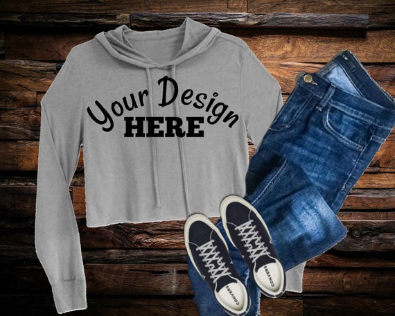 Download Gray Bella 7502 Crop Hoodie Mockup Bella Canvas - Marry ...