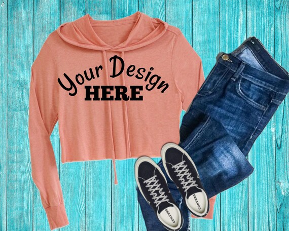 Download Peach Bella 7502 Crop Hoodie Mockup Bella Canvas - Mockup ...