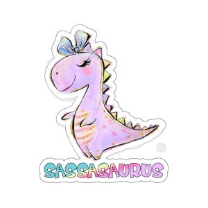 Sassasaurus Decal Girl Dinosaur Sticker, Girl Dinosaur Gifts,Girl Dinosaur Sticker, Girl Dinosaur Goodie Bag, Girl Dinosaur Birthday Favors,