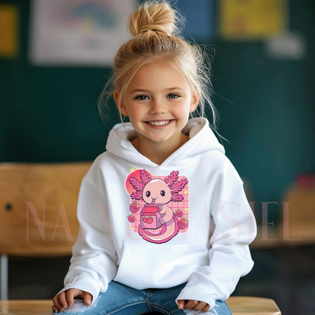 BABYL PULLOVER HOODIE【XLサイズ】 Axolotl Hoodie, Strawberry Kawaii Sweatshirt, Kids & Adult Sizes