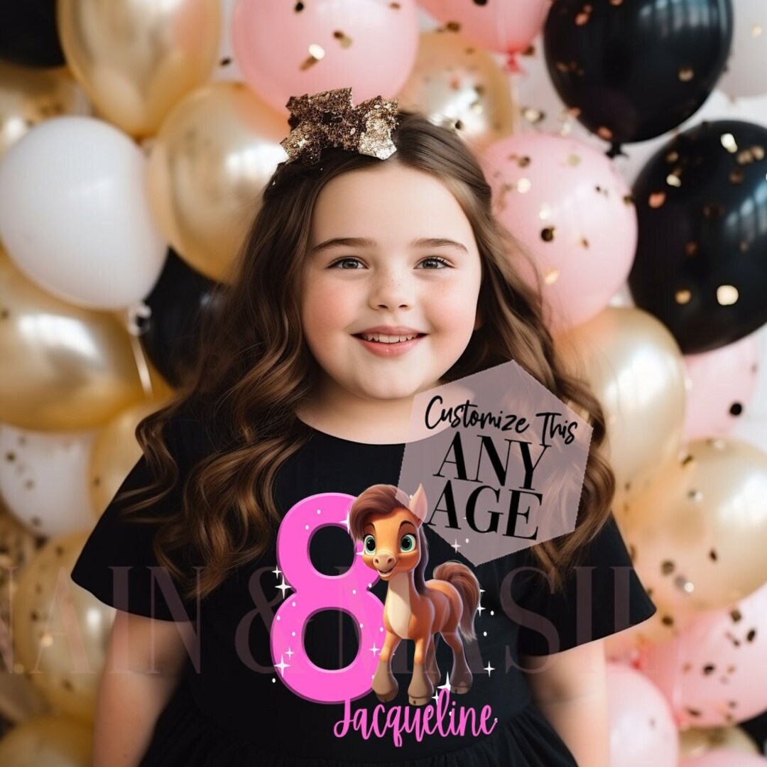 Kids 8th Birthday Horse Gift T-Shirt for 8 Year Old Girls