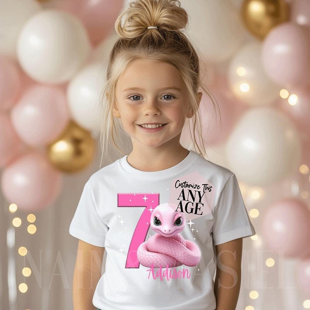 Girl Snake Birthday Shirt, Birthday Girl Shirt, Girl Loves Snakes, Snake Lover, Cute Snake Shirts, Snake Birthday, Snake Party, Reptile Pink