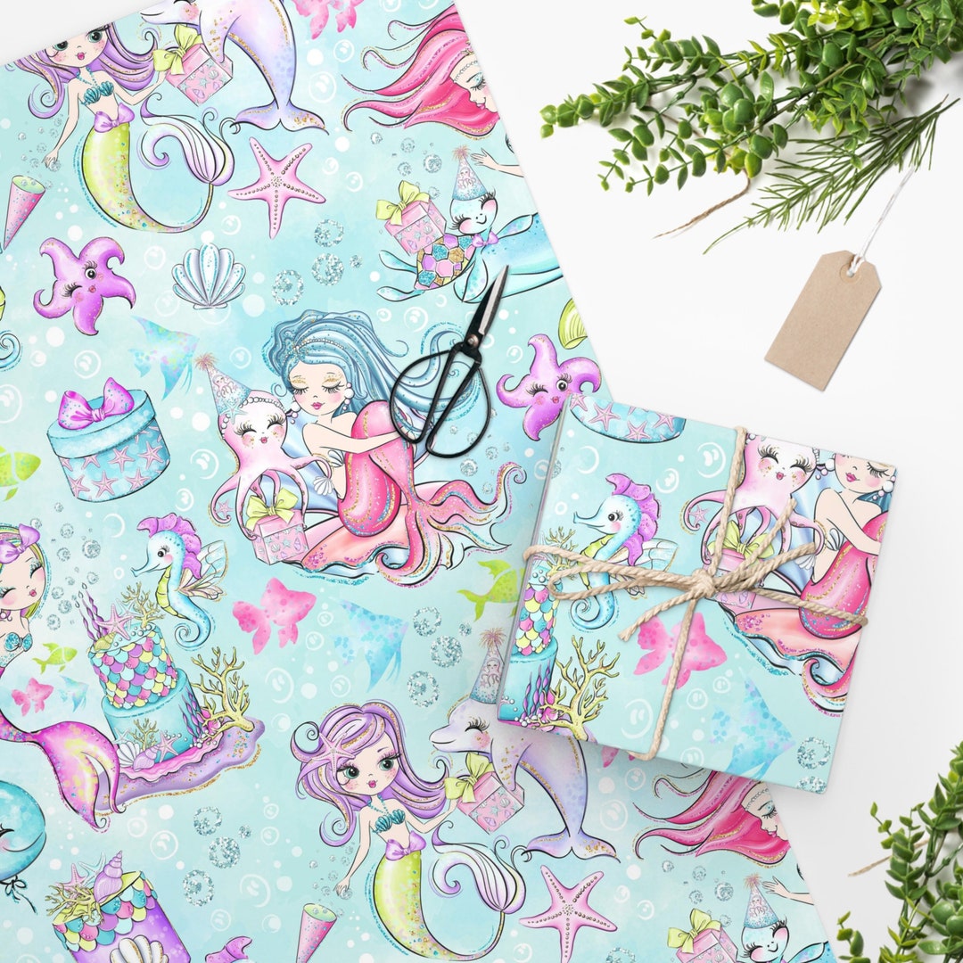 Mermaid Wrapping Paper Mermaid Birthday Party Mermaid Gifts Etsy