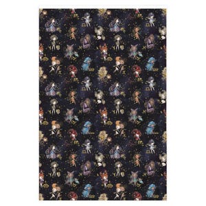 Inpakpapier sterrenbeelden, cadeauverpakking astrologie, horoscoopsymbolen zwarte matte afwerking afbeelding 4