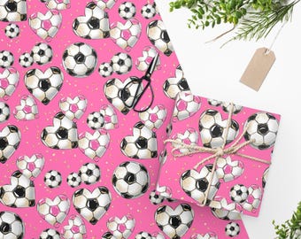 Pinkes Fußballherz Geschenkpapier, Mädchen-Geburtstags-Geschenk-Verpackung