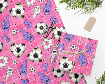 Mädchen Fußball Geschenkpapier, Rosa Geburtstagsgeschenkpapier, Team Partyzubehör