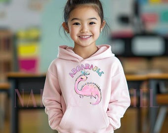 Sweat à Capuche Enfant - Motif Dinosaure Paillettes - Printemps - Taille Grand Enfant