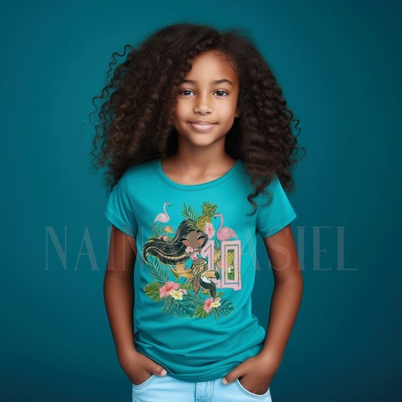 Black Girl 10th Birthday Shirt Tiki Hawaiian Luau Hula Girl Double 