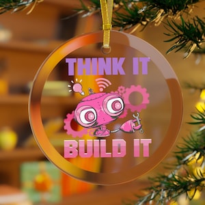 Robot Ornament, Girls Robotics, Girls STEM Gifts, Girls Ornament, Think It Build It, Robot Gifts, Robot Christmas, Girl Robot, Girl Engineer