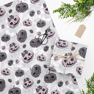 Gothic Pumpkins Halloween Wrapping Paper – Jack-O-Lantern Girl Gift Wrap image 1