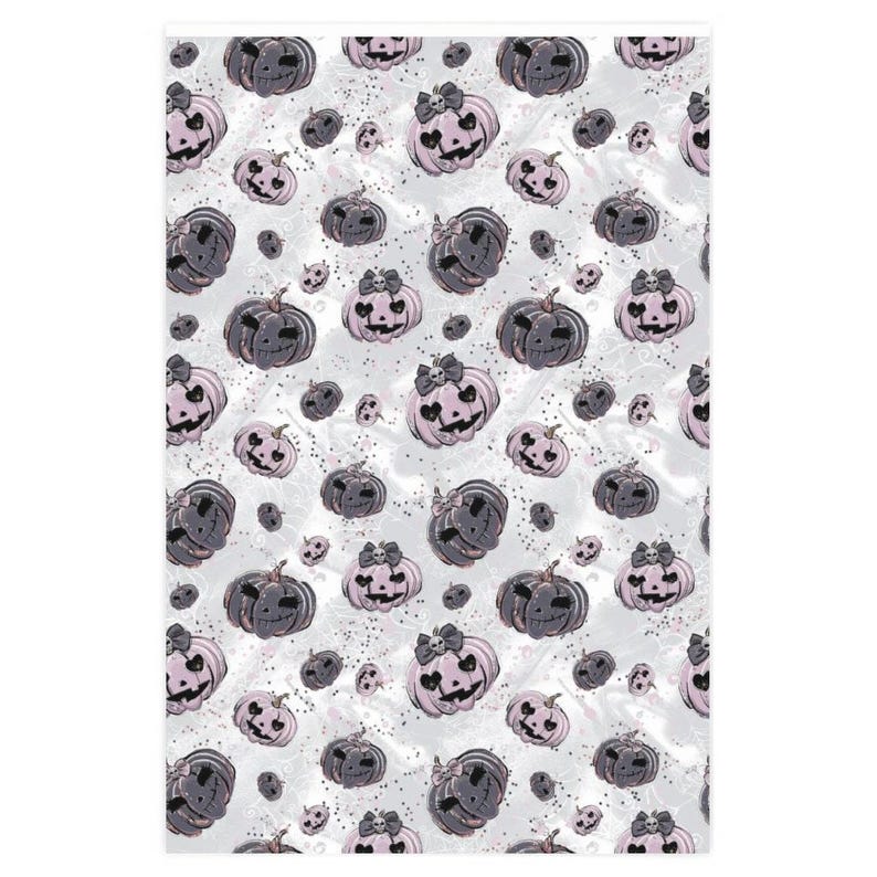 Gothic Pumpkins Halloween Wrapping Paper – Jack-O-Lantern Girl Gift Wrap image 4