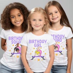 Gymnastik-Geburtstags-Mädchen-Shirt, passende Familien-Gymnastik-Shirts, Gymnastik-Geburtstags-Kader, Gymnastik-Party, Mädchen-Turnerin-Geschenke, die purzeln