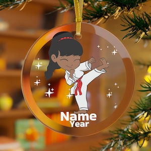 Black Girl Martial Arts Ornament, Girl Karate Ornament, Girl Taekwondo Ornament, Girl Judo Ornament,Girl Jiu Jitsu Ornament MMA Akido Muay