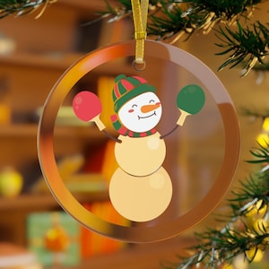 Ping Pong Weihnachtsschmuck, Ping Pong Ornament, Ping Pong Geschenk, Schneemann Ornament, Ping Pong Jungen, Ping Pong Mädchen, Schneemann Ornament
