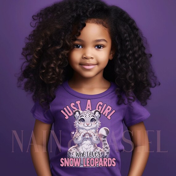 Girls Snow Leopard Shirt, Just a Girl who Loves Snow Leopards White