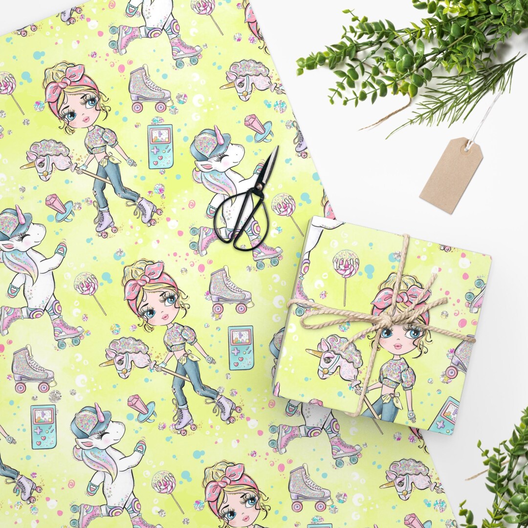Roller Skating Wrapping Paper, Roller Skating Gift Wrap, Roller Skating