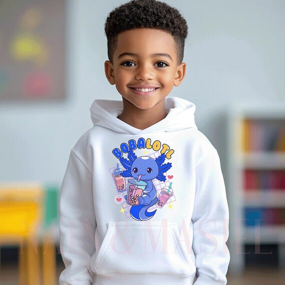 BABYL PULLOVER HOODIE【XLサイズ】 Bobalotl Axolotl Bubble Tea Hoodie - Kawaii Kids Sweatshirt - Etsy