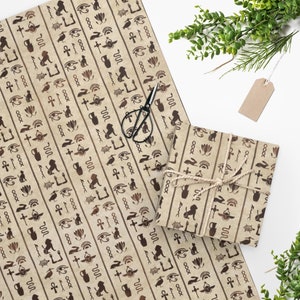 Hieroglyphics Egyptian Wrapping Paper, Egypt Gift Wrap, Ancient Egypt, Kids Egypt, Egyptian hieroglyphs, Papyrus, Kids Egyptian Party Boho