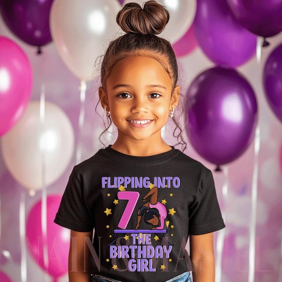 7th Birthday Shirt Girls, Gymnastics Birthday Shirt, Seven