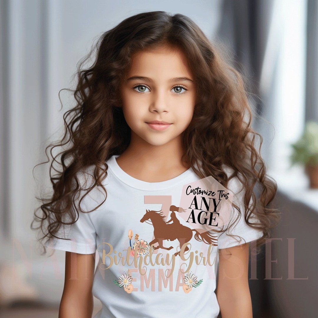 Glitter boho horse birthday shirt girls horse riding shirt horse