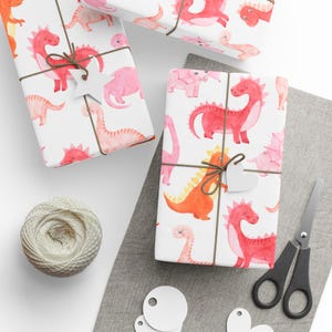 Boho Girl Dinosaur Wrapping Paper Dino, Girl Dinosaur Gifts, Dinosaur Gift Wrap, Girl Dinosaur, Baby Wrapping Paper Birthday Princess Kids