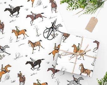 Equestrian Horse Rider Wrapping Paper, Matte Finish Gift Wrap, Birthday Party Supplies