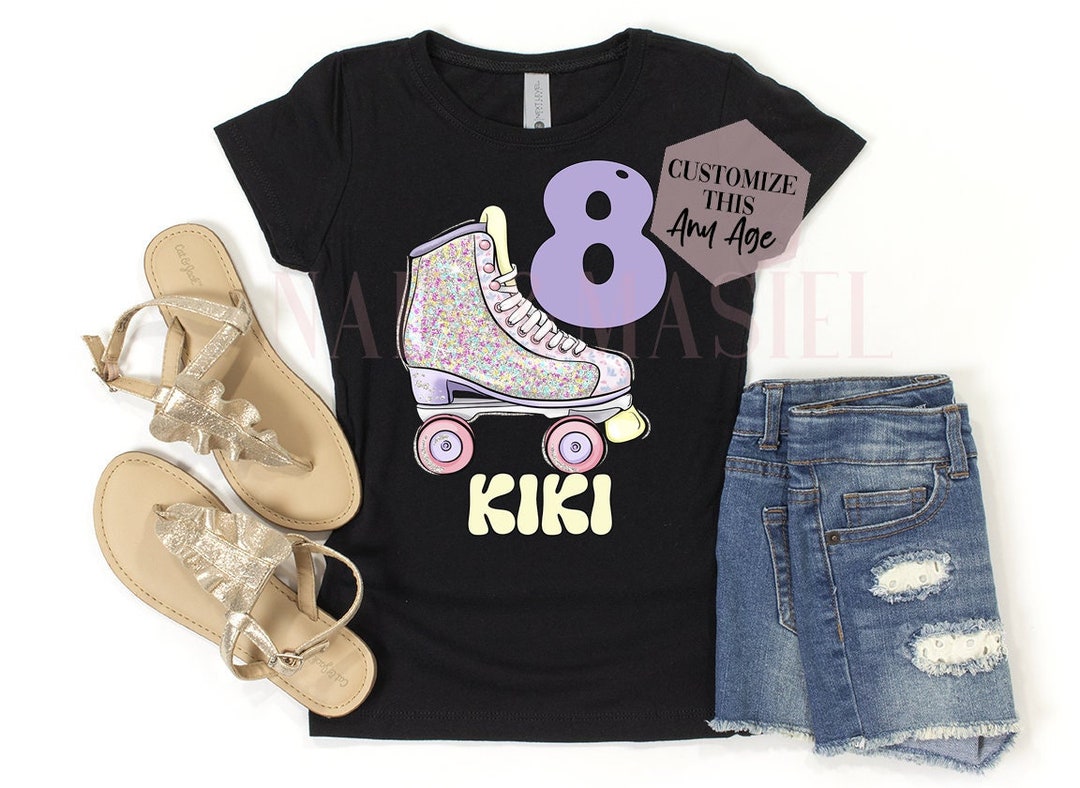 Retro Roller Skate Birthday Shirt Girl Custom Roller Skates Etsy