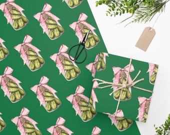 Pickle Jar Coquette Wrapping Paper, Pink Bow Gift Wrap, Soft Girl Birthday, Birthday Girl Shirt