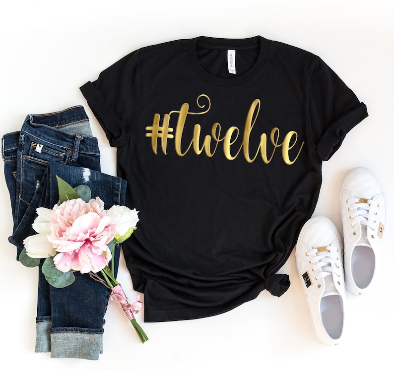 Gift Faux Gold Kids Cute Daughter Tank Women Girls 12th Birthday Girl Shirt 12 Twelve School Hashtag Party Slim Fit