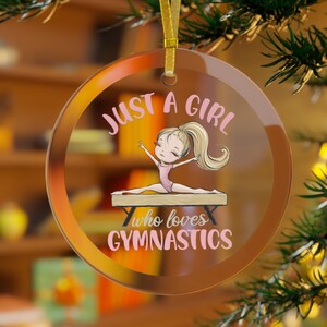 Gymnastic Ornament, Just A Girl Who Loves Gymnastics Ornament Kids, Blonde Gymnast, Gymnast Ornament, Christmas Gymnastics Tumble Flip Beam