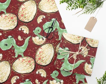 Dinosaur Egg Wrapping Paper, Boho Dinosaur Baby Shower Gift Wrap