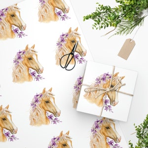 Horse Wrapping Paper, Horse Gift Wrap, Horse Birthday Party, Horse Gift Bag, Equestrian Wrapping Paper Birthday Girl Horse Gift Floral