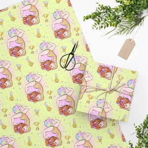 Redhead Gymnastics Wrapping Paper, Gymnastics Gift Wrap, Gymnastics Gift Bag, Gymnastics Gifts, Gymnastics Birthday, Girl Gymnast Gift Party