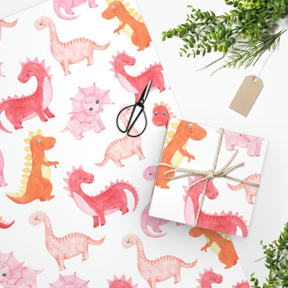 Boho Girl Dinosaur Wrapping Paper Dino, Girl Dinosaur Gifts, Dinosaur Gift Wrap, Girl Dinosaur, Baby Wrapping Paper Birthday Princess Kids