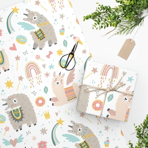 Llama Wrapping Paper Boho Llama Alpaca Rainbows, Llama Baby Shower, Llama Birthday Party, Llama Gifts, Llama Gift Wrap, Llama Gift Bag Kids