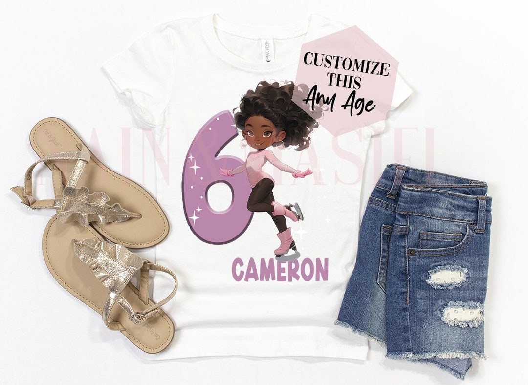 Ice Skating Birthday Shirt Black Girl, Figure Skating Birthday, Ice