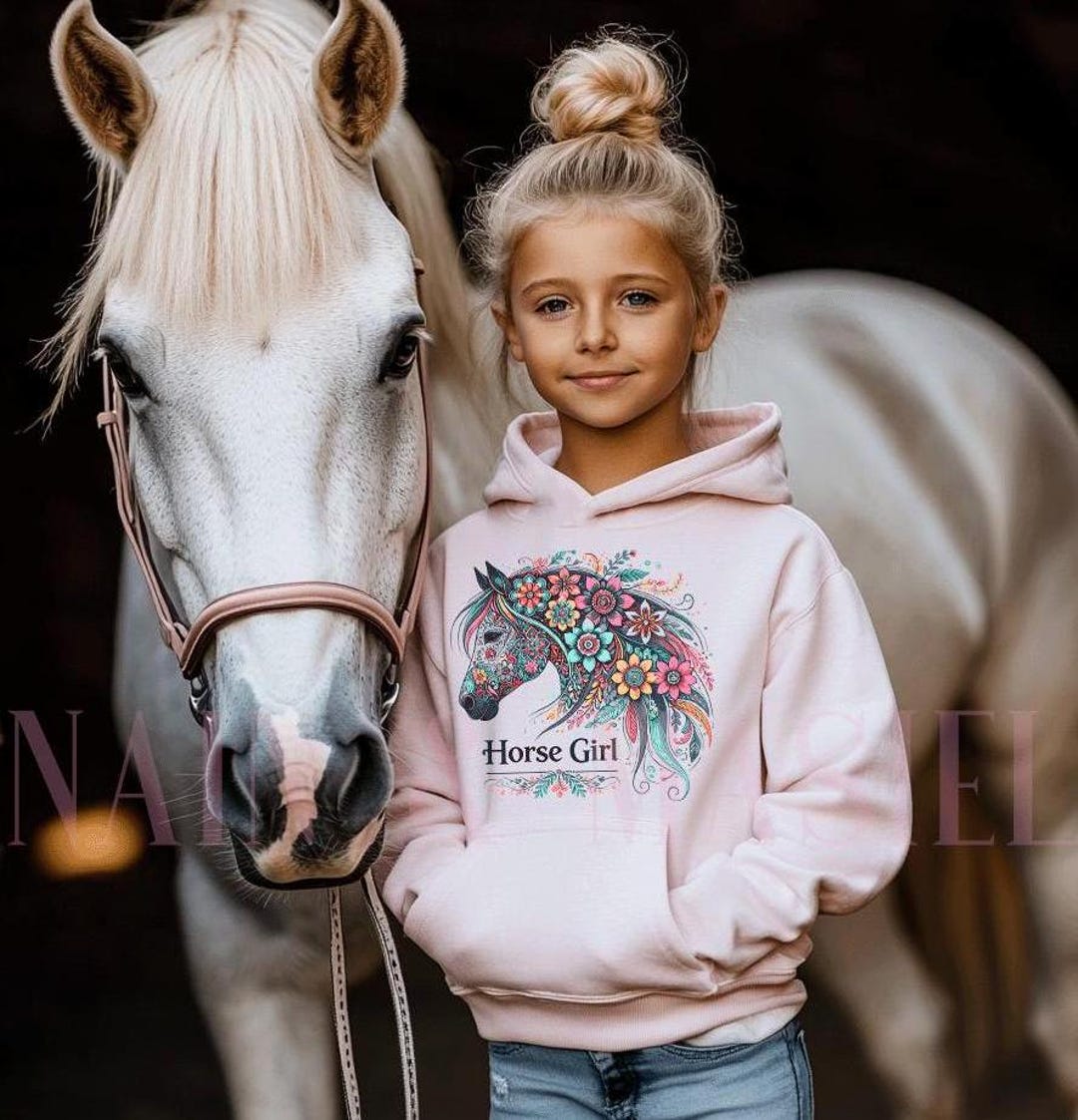Felpa con cappuccio da cavallo per ragazze, felpa con cappuccio