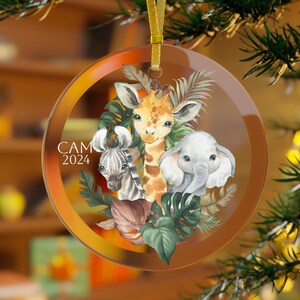 Safari Animals Christmas Ornament, Safari Ornament, Giraffe Ornament, Zebra Ornament, Elephant Ornament, Baby Animals Zoo African Africa